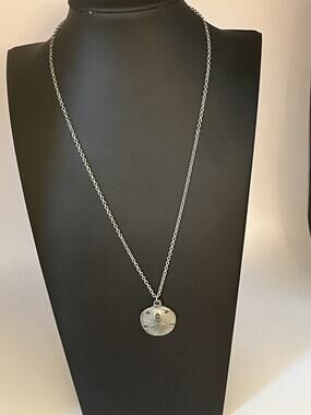 Vintage Pewter Signed Metzke Sand Dollar Pendant Necklace
